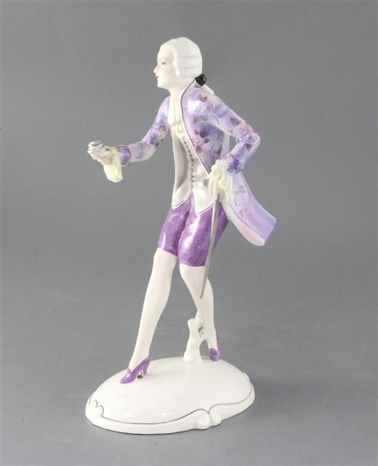 Lorenzl for Goldscheider. A pottery figure of a Dandy, 31cm